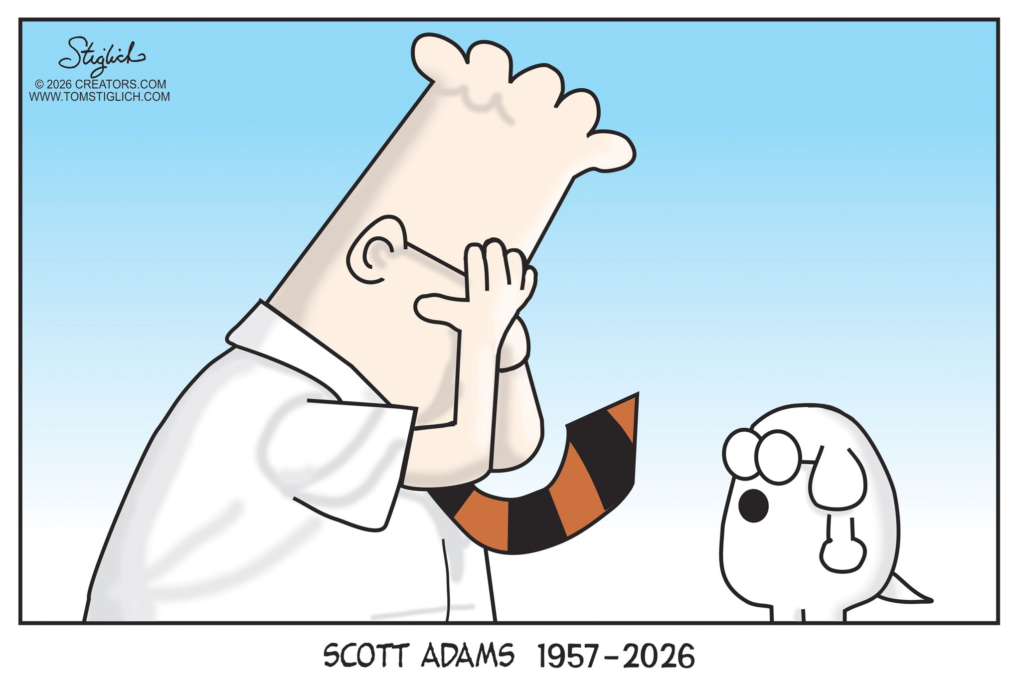 呆伯特與狗伯特。（翻攝自FB@Tom Stiglich Cartoons）